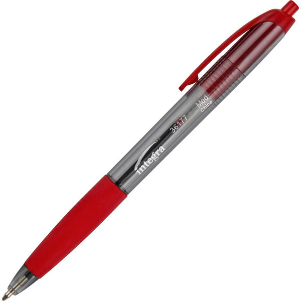 Integra Ballpoint Pen, Retractable, Non-refillable, Med. Pt., Red Barrel/Ink (ITA36177)