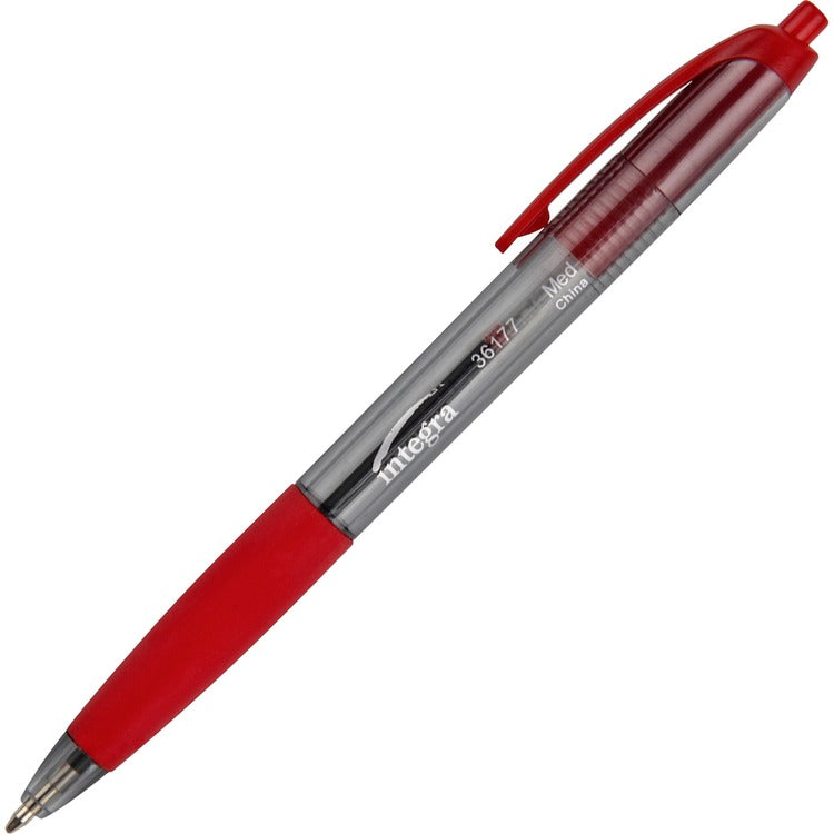 Integra Ballpoint Pen, Retractable, Non-refillable, Med. Pt., Red Barrel/Ink (ITA36177)