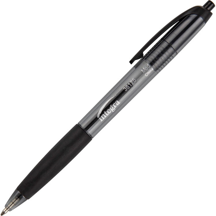 Integra Ballpoint Pen, Retractable, Non-refillable, Med. Pt., Black Barrel/Ink (ITA36175)