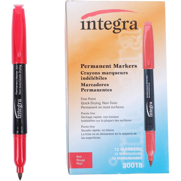 Integra Permanent Marker, Fine Point, Fade/Water Resistant, Red (ITA30018)