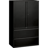 HON 800 Series Wide Lateral File with Storage Cabinet, 2-Drawer, 42"W x 18"D x 64.2"H, Black Steel (HON895LSP) Each