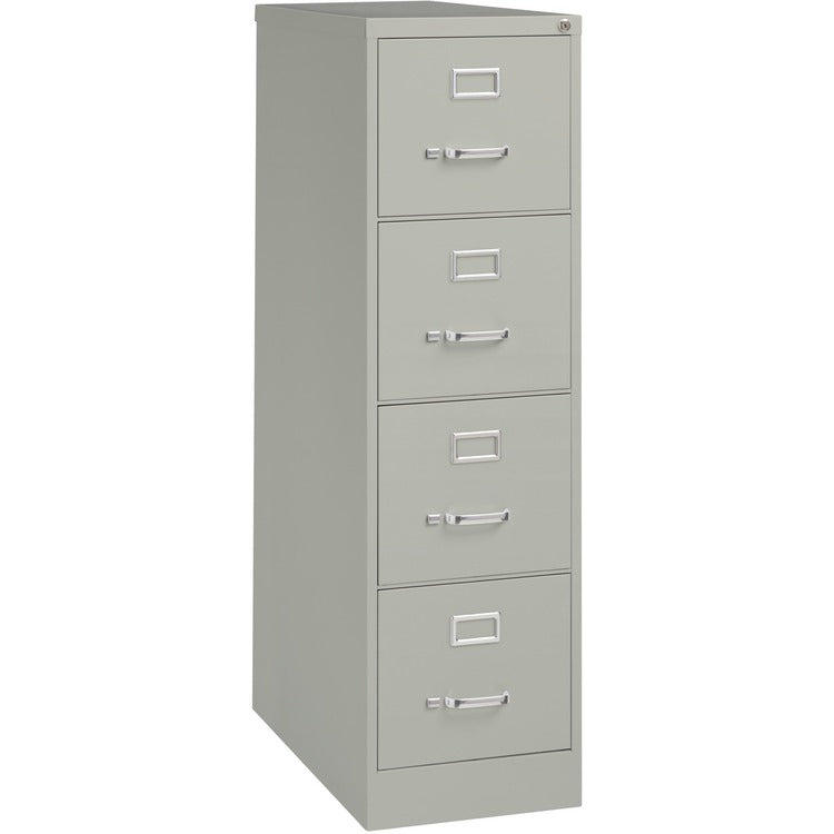Lorell 4-Drawer Vertical File with Lock, 15&quot;x26-1/2&quot;x52&quot;, Light Gray (LLR60192)