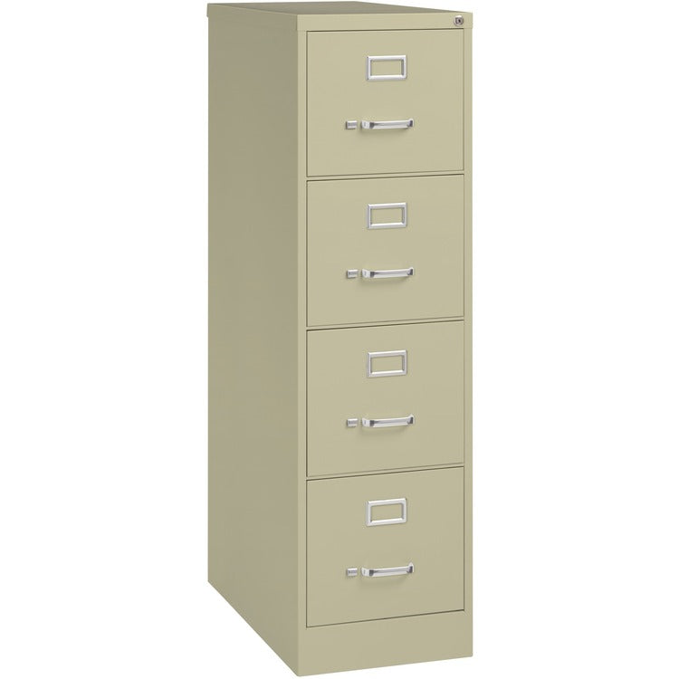 Lorell 4-Drawer Vertical File with Lock, 15&quot;x26-1/2&quot;x52&quot;, Putty (LLR60193)