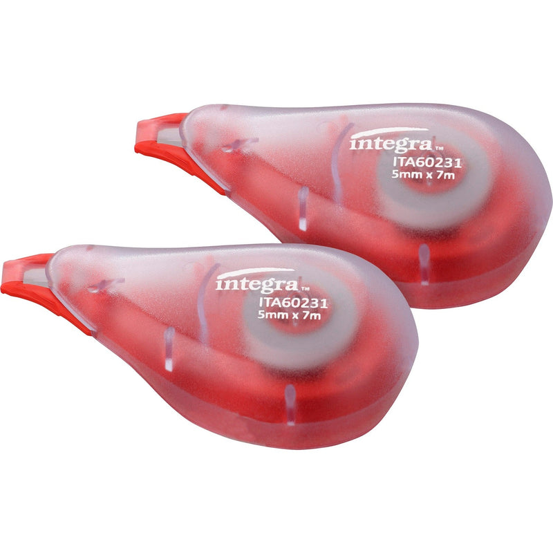 Integra Correction Tape, Mini, 1/5&quot;x16.4'', 2/PK, Smoke Dispenser (ITA60231) Pack of 2