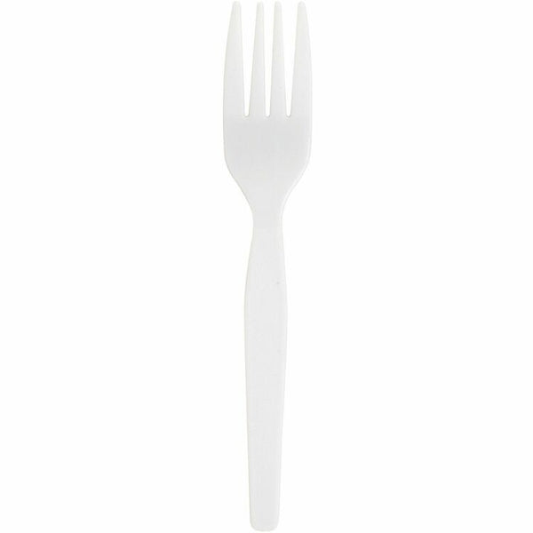 Genuine Joe 0010430 White Polystyrene Plastic Forks, Heavy/Medium Weight (GJO0010430)