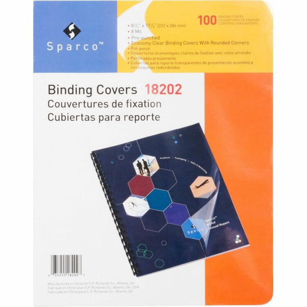 Sparco Presentation Cover with Round Corners, Clear, Pack of 100 (SPR18202) 1 Pack of 100