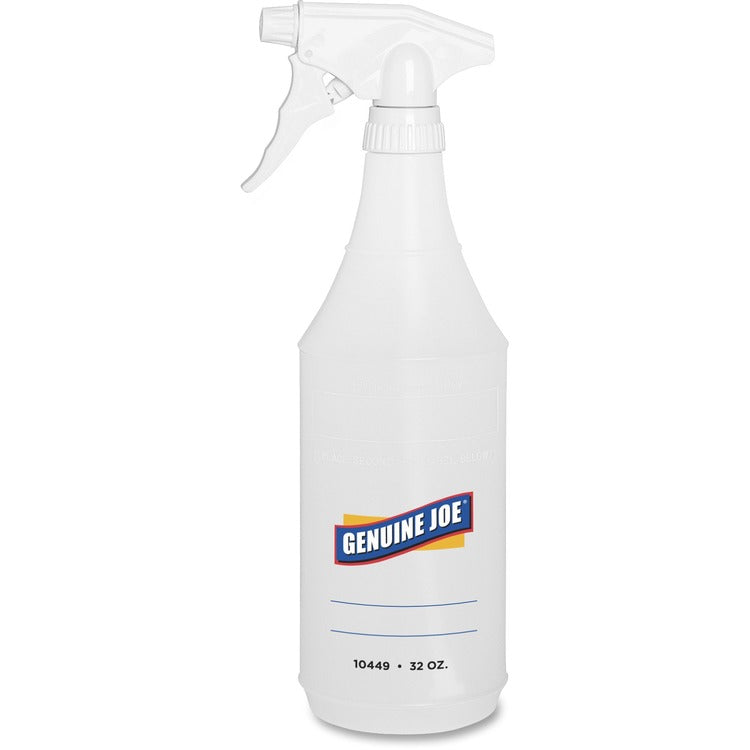 Genuine Joe Plastic Spray Bottle with Trigger and Adjustable Spray, Clear (GJO10449) Case of 2