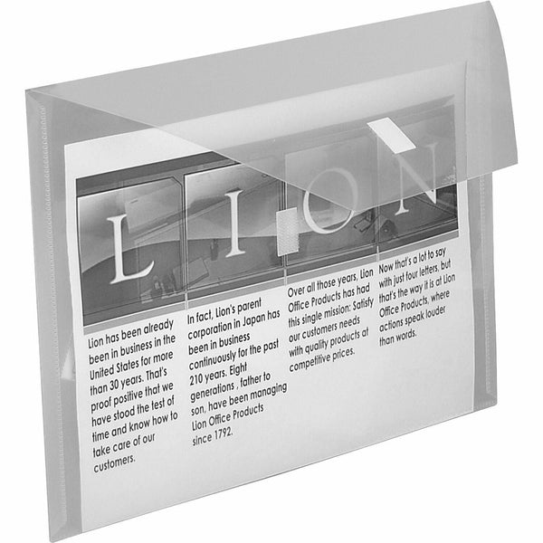 Lion Poly Envelope with Front Pocket, 12-1/2&quot;x9-3/4&quot;, Clear (LIO22070CR) Each