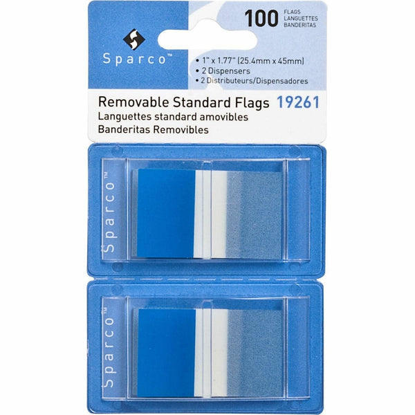 Sparco Pop-up Removable Standard Flags, 1&quot;, 100/PK, Blue (SPR19261) Pack of 100