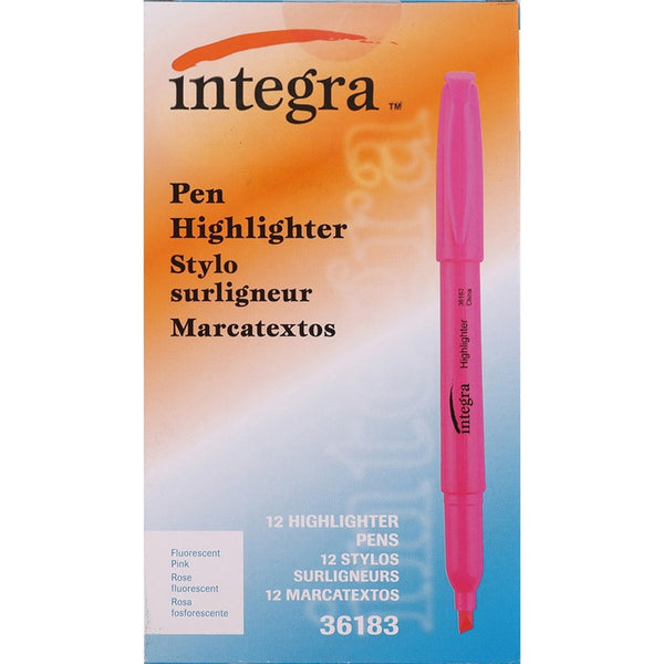 Integra Pen Style Highlighter, Chisel Point, Fluorescent Pink (ITA36183)