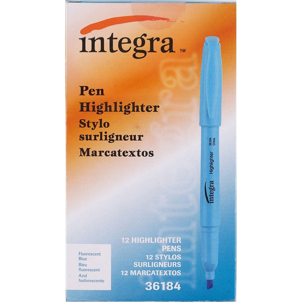 Integra Pen Style Highlighter, Chisel Point, Fluorescent Blue (ITA36184)