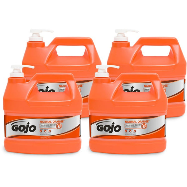 Gojo&reg; NATUAL ORANGE Pumice Hand Cleaner, Citrus, 1 gal Pump Bottle, 4/Carton (GOJ095504CT)