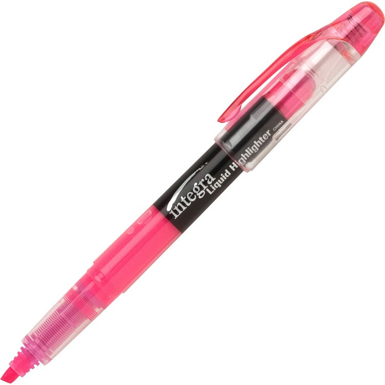 Integra Liquid Ink Highlighter, ChiselTip, Fade Resistant, Pink (ITA33312) Dozen