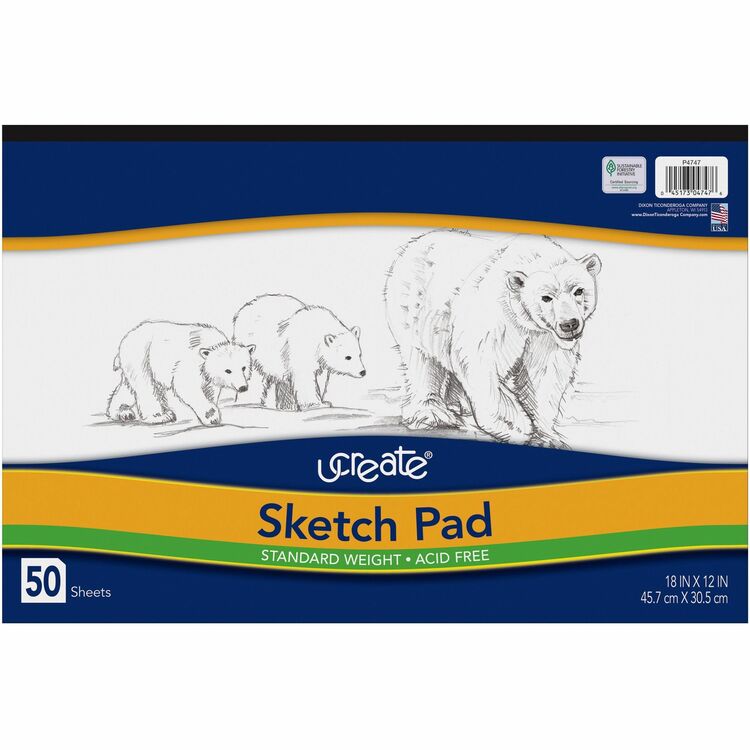 UCreate White Art 60 lb. Street Sketch Pad, 18&quot; x 12&quot; (PAC4747) Each