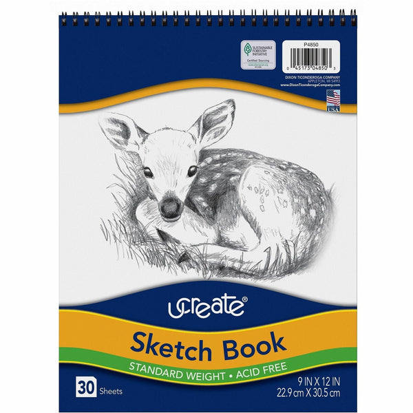UCreate Medium Weight Acid Free Sketch Books, 9&quot; x 12&quot; (PAC4850) Each