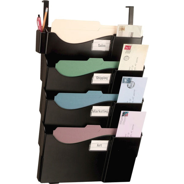Officemate Grande Central Cubicle Filing System, Four Pockets, 16 5/8 x 5 x 27 1/2, Black (OIC21728) Pack of 4