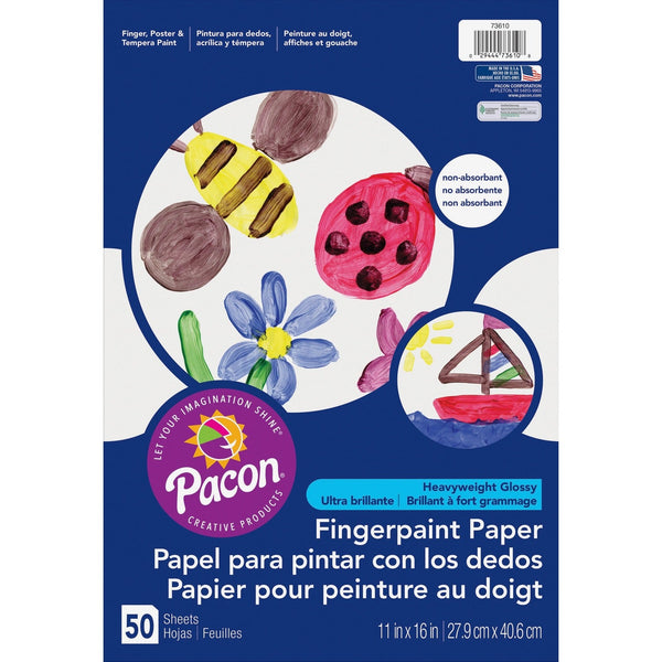 Pacon Spectra Fingerpaint Paper, 60 lbs., 11 x 16, White, 50 Sheets/Pack (PAC73610) Pack of 50