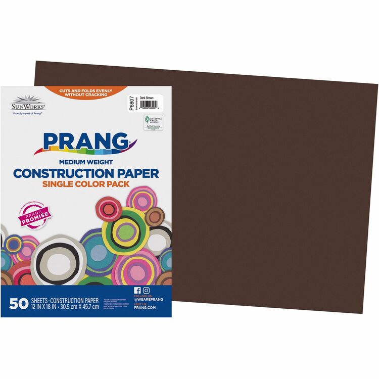 Prang Construction Paper, 58 lbs., 12 x 18, Dark Brown, 50 Sheets/Pack (PAC6807) Pack of 50