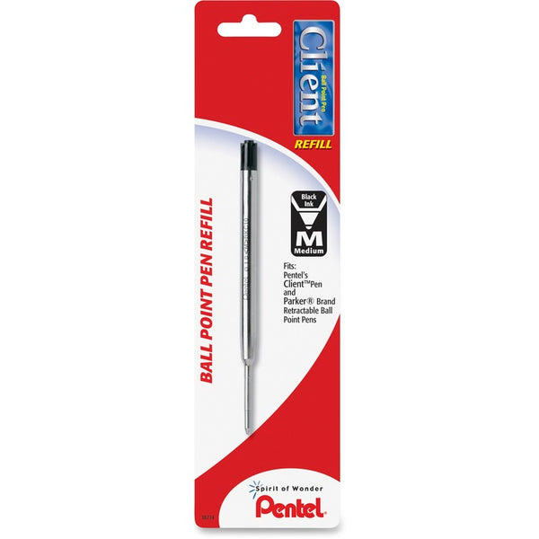 Pentel Refill for Pentel Client Ballpoint Pens, Medium Point, Black Ink (PENBKC10BPA)