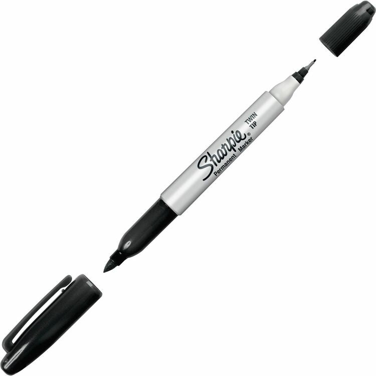 Sharpie Twin Tip Permanent Marker, Fine/Ultra Fine Point, Black (SAN32201) Each