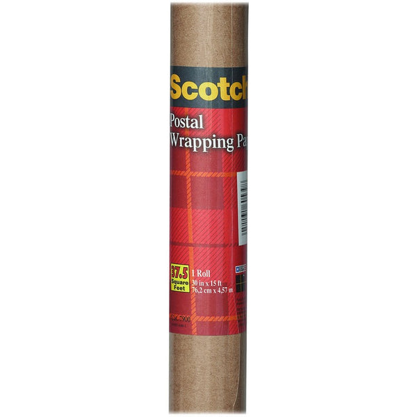 Scotch Brown Postal Wrapping Paper, 60 lb., 30" x 15 Feet (MMM7900)