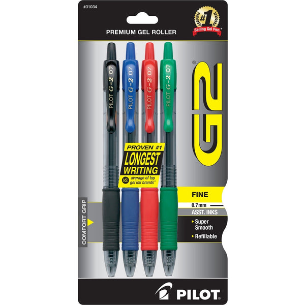 Pilot Retractable Fine Point Gel Rollerball Pen, Assorted (PIL31034)