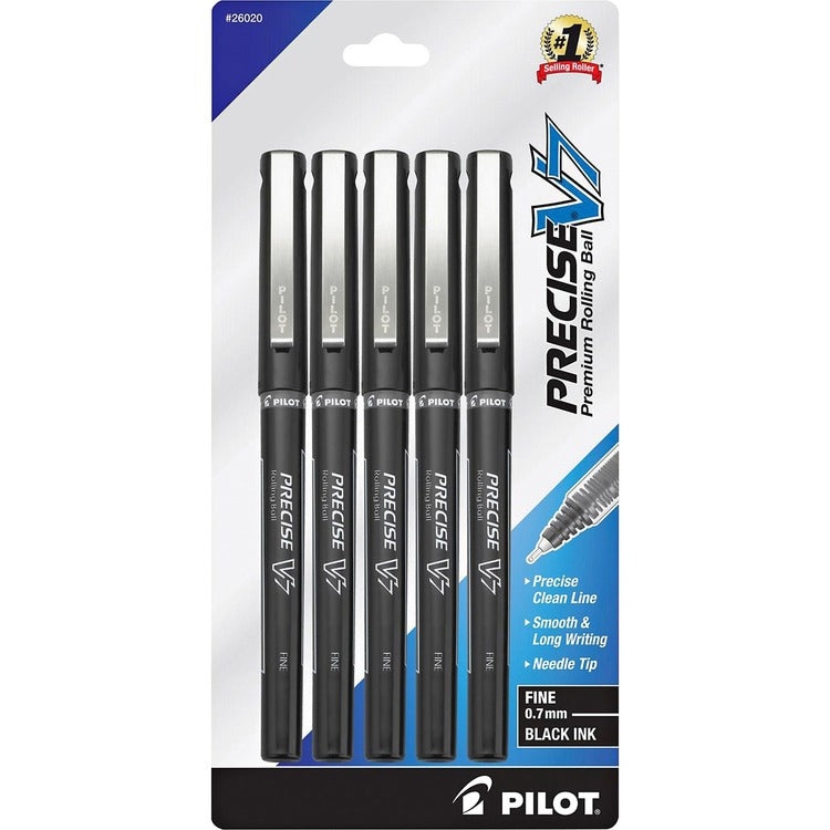 Pilot Fine Point Rolling Ball Pen, Black (PIL26020) Pack of 5
