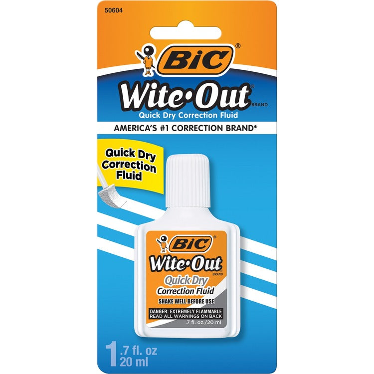 BIC White Correction Fluid, Quick Dry , 20ml (BICWOFQDP1WHI)