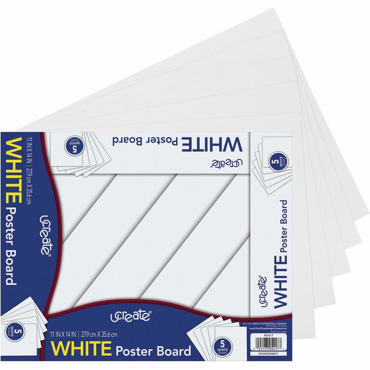 UCreate White Poster Board, Recyclable, 11&quot; x 14&quot; (PAC5417) Pack of 5 Sheets