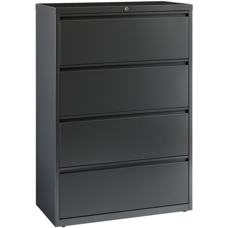 Lorell 4 Drawer Metal Lateral File Cabinet, 31"x21.5"x57.75", Dark Gray (LLR60446)