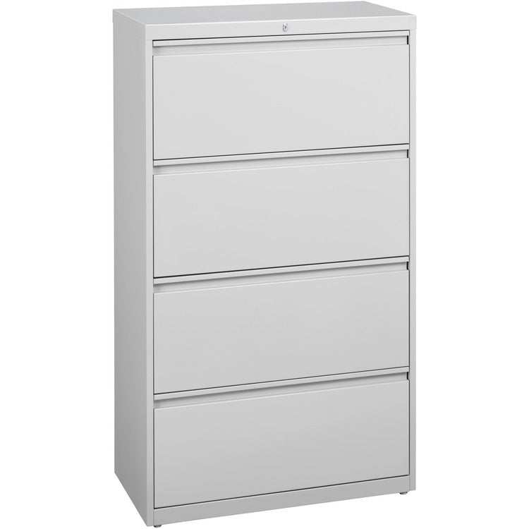 Lorell 4 Drawer Metal Lateral File Cabinet, 31"x21.5"x57.75", Gray