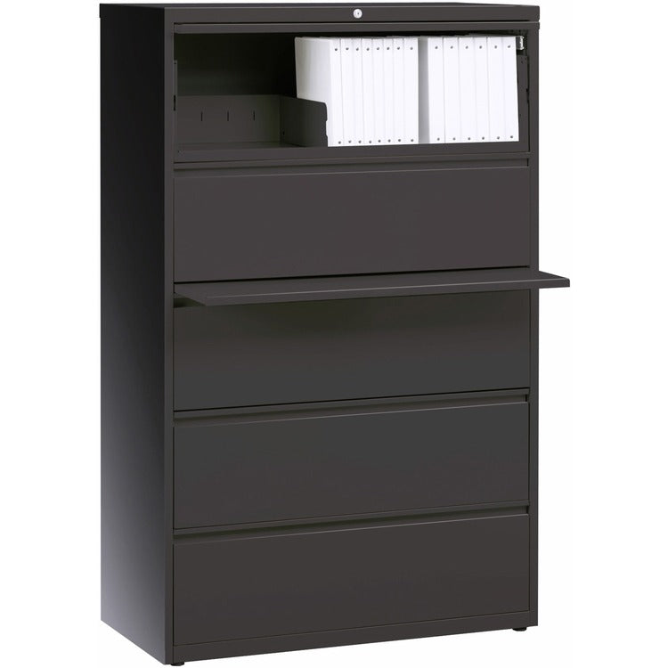 Lorell 5 Drawer Metal Lateral File Cabinet, 38"x21.5"x71.5", Dark Gray (LLR60443)
