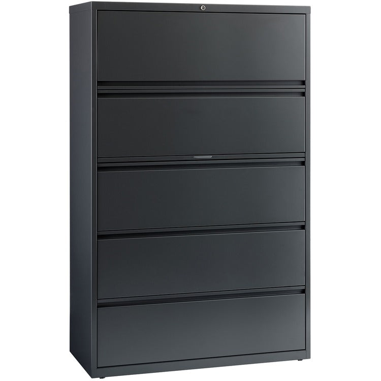 Lorell 5 Drawer Metal Lateral File Cabinet, 42" x 18.6' x 67.7, Dark Gray (LLR60434)