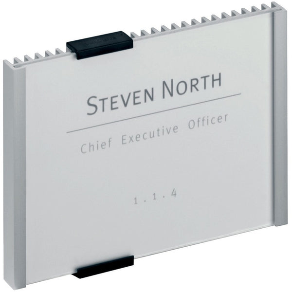 DURABLE Wall Mounted INFO SIGN - 6-1/8" x 4-3/8" - Rectangular Shape - Acrylic, Aluminum -Easy to Update - Silver - 1 Pack (DBL480123) Each