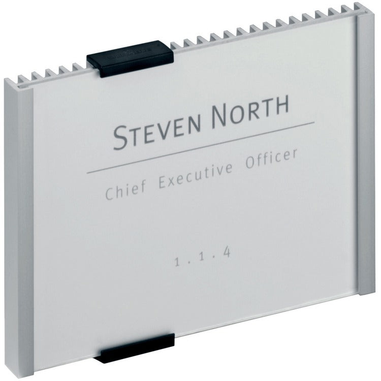 DURABLE Wall Mounted INFO SIGN - 6-1/8" x 4-3/8" - Rectangular Shape - Acrylic, Aluminum -Easy to Update - Silver - 1 Pack (DBL480123) Each