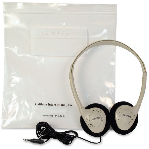 Califone Lightweight Stereo Headphones w/Storage Bag, Beige (CIICA2) Each