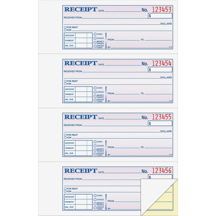 Adams Money/Rent Receipt Book, Carbonless, 2-Part, 7-5/8&quot; x 11&quot;, WE (ABFDC1182) Each