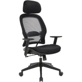 Office Star Professional Air Grid Chair with Adjustable Headrest, Mesh Seat Material, 5-star Base, Black (OSP55403) Each