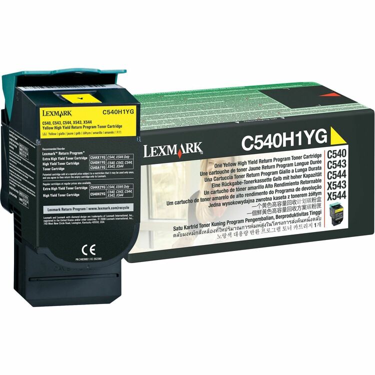 Lexmark C540H1YG Return Program High-Yield Toner, 2000 Page-Yield, Yellow (LEXC540H1YG) Each