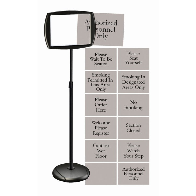 MasterVision Floor Pedestal Sign, Interchangeable, 11&quot; x 15&quot; x 39&quot;, Black (BVCSIG05050505) Each