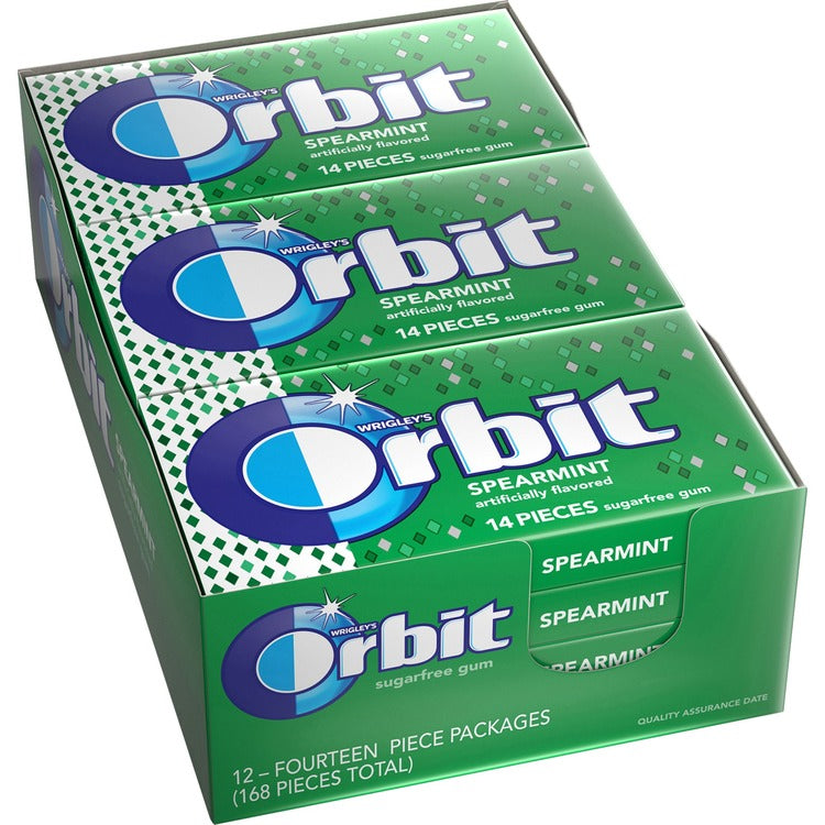 Orbit Wrigley Orbit Chewing Gum, Spearmint (MRS11484) Box of 12