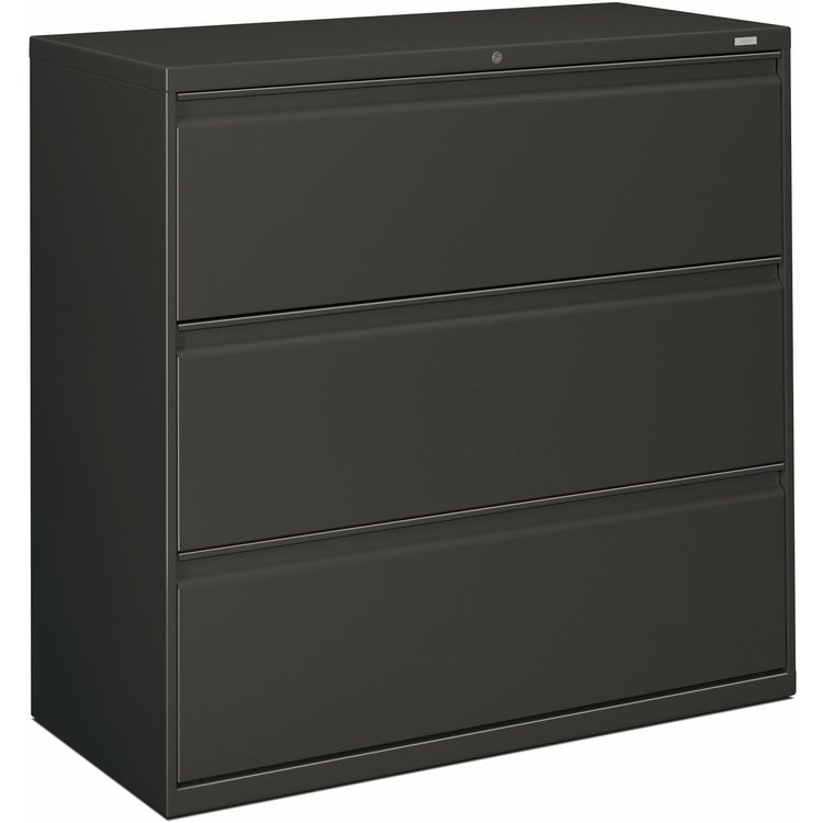 HON 800-Series 3 Drawer Metal Lateral File Cabinet, 42" Wide, Dark Gray (HON893LS)