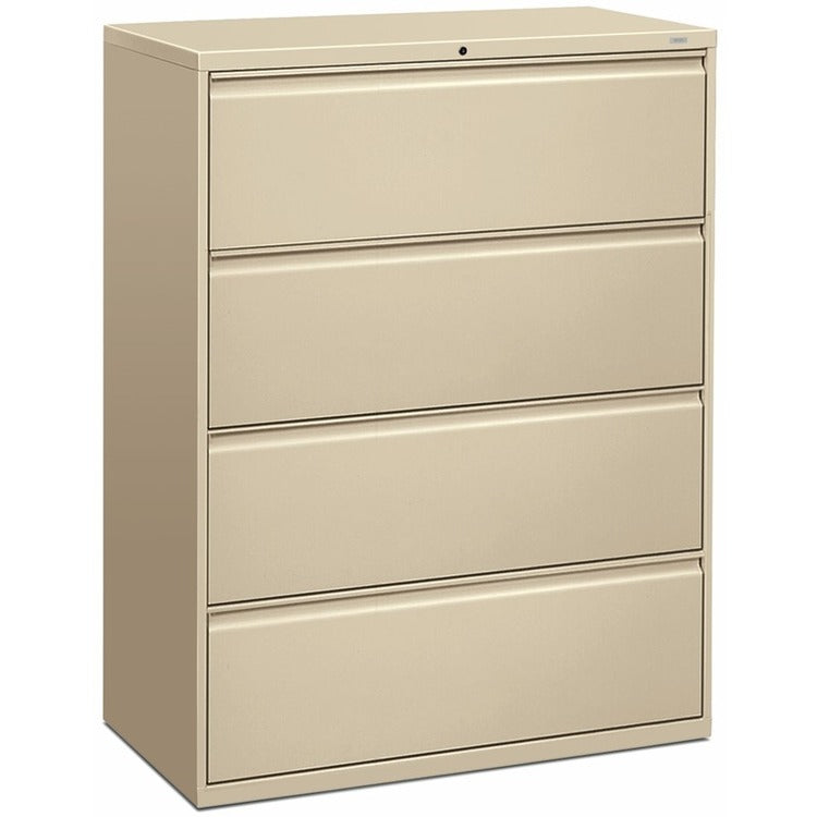 HON 800-Series 4 Drawer Metal Lateral File Cabinet, 42" Wide, Beige (HON894LL)