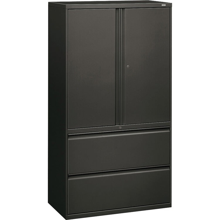 HON 800-Series 2 Drawer Metal Lateral File Cabinet, 36" Wide, Dark Gray (HON885LSS)