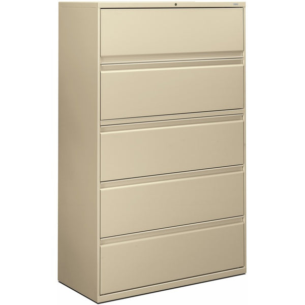 HON 800-Series 5 Drawer Metal Lateral File Cabinet, 42" Wide, Beige (HON895LL)