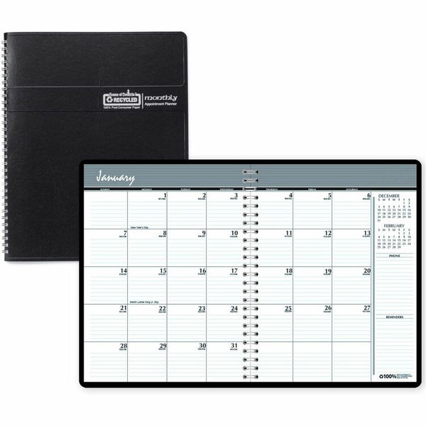House of Doolittle 14-Month Recycled Ruled Monthly Planner, 8.75 x 6.78, Black Cover, 14-Month (Dec to Jan): 2024 to 2026 (HOD26802) Each