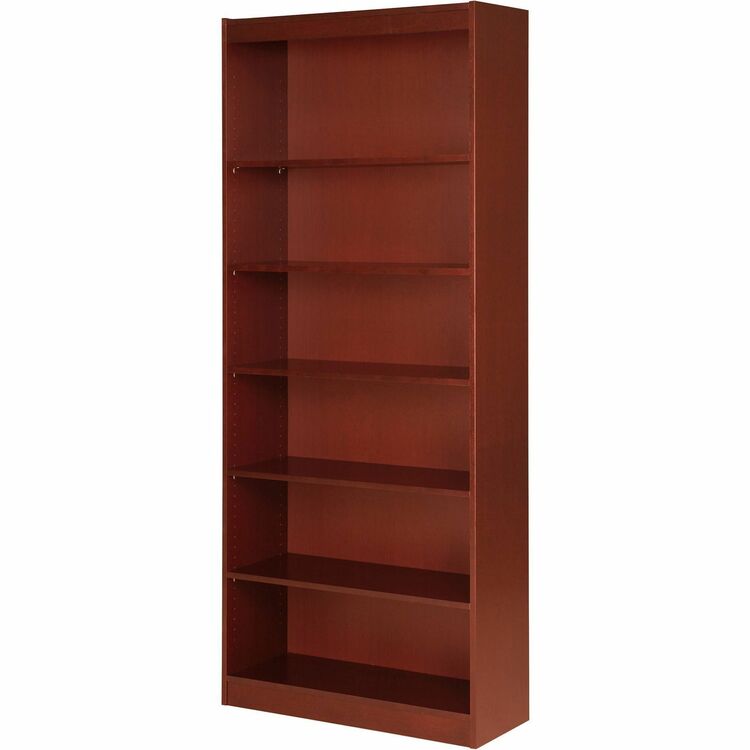 Lorell 7 Shelf Veneer Panel Bookcase, 36&quot; x 12&quot; x 84&quot;, Cherry (LLR89055)