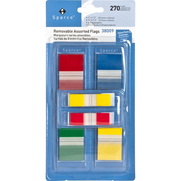 Sparco Removable Flag Kit with Pop-up Dispenser, Assorted (SPR38009) Pack of 270