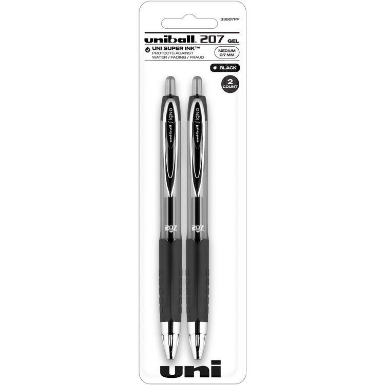 uniball&trade; Retractable Gel Pen, Refillable, .7mm, Black (UBC33957PP) Pack of 2