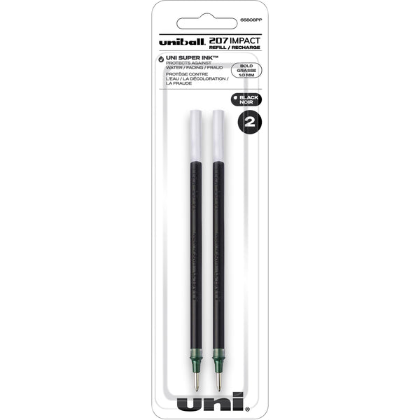 uniball&trade; Gel Impact Refill, Bold Point, Black Ink (UBC65808PP) Pack of 2
